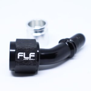 FLF Crimp-On Swivel Hose End (Braided PTFE) - 45 Degree AN - 10 AN